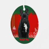 Ornement En Métal Bouledogue français Joyeux Noël Bouledogue (Avant gauche)