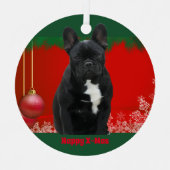 Ornement En Métal Bouledogue français Joyeux Noël Bouledogue (Recto)