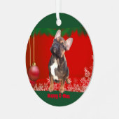 Ornement En Métal Bouledogue français Joyeux Noël Bouledogue (Avant gauche)