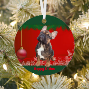 Ornement En Métal Bouledogue français Joyeux Noël Bouledogue