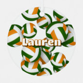 Ornement En Métal boules de volley vert orange avec nom de l'athlète (Recto)