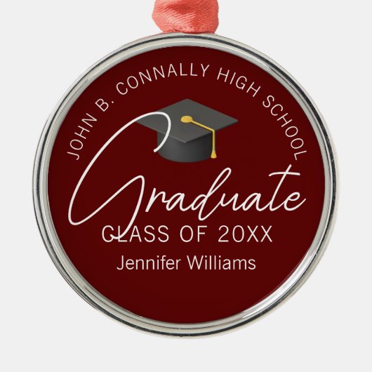 Ornement En Métal Bourgogne Diplômé sur mesure Noël (Devant)