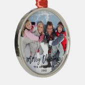 Ornement En Métal Bracelet Script Joyeux Noël Famille Photo (Droite)