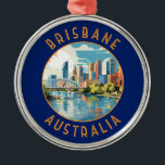Ornement En Métal Brisbane Australie Cercle en détresse rétrograde<br><div class="desc">Conception de déplacement vectoriel rétro de Brisbane. Brisbane,  la capitale vibrante du Queensland,  en Australie,  est une ville qui allie harmonieusement énergie urbaine et charme décontracté. Niché sur les rives du fleuve Brisbane,  il bénéficie d'un climat subtropical,  d'une beauté naturelle époustouflante et d'une riche tapisserie culturelle.</div>
