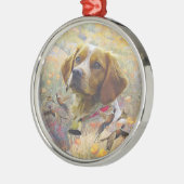 Ornement En Métal Brittany Spaniel Art, Chasse de faisan (Gauche)