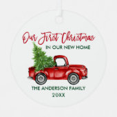 Ornement En Métal Brochure Script Noël Nouveau Home Camion rond (Recto)