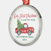 Ornement En Métal Brosse Script Premier Noël Nouveau Camion (Gauche)