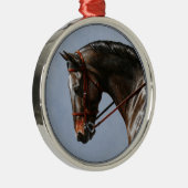 Ornement En Métal Brown Bay Oldenburg Horse Portrait (Droite)