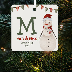 Ornement En Métal Bûcheron de neige pour enfants Monogramme Arbre de