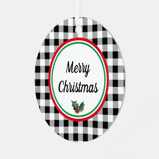 Ornement En Métal Buffle double face personnalisé Vérifier Joyeux No (Avant gauche)