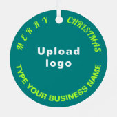 Ornement En Métal Business Noël Turquoise Cercle vert (Verso)