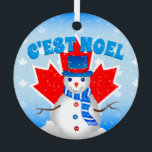 Ornement En Métal C EST NOEL Canadian Maple Leaf Snowman Noël<br><div class="desc">C'est Noel !</div>
