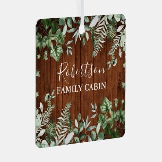 Ornement En Métal Cabine de famille Bois rustique Aquarelle Ivy Sage (Avant droite)