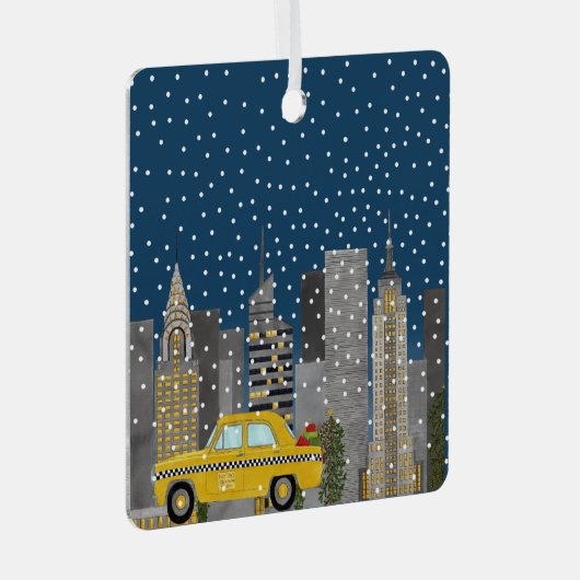 Ornement En Métal Cabine jaune dans la ville personnalisable (Avant droite)