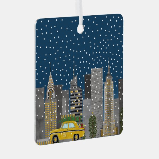 Ornement En Métal Cabine jaune dans la ville personnalisable (Avant droite)