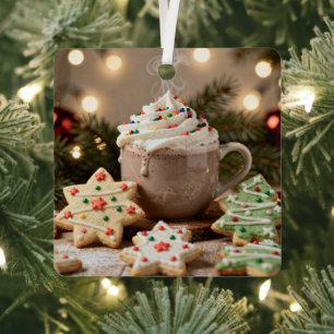 Ornement En Métal Cacao chaud et biscuits au sucre Noël