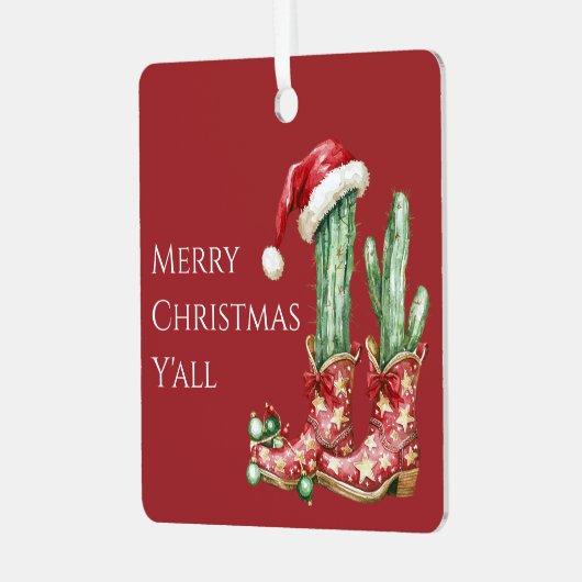 Ornement En Métal Cactus Casquette Stars Western Cowboy Bottes Noël (Avant gauche)