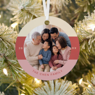 Ornement En Métal Cadeau de Noël Photo de Famille Moderne