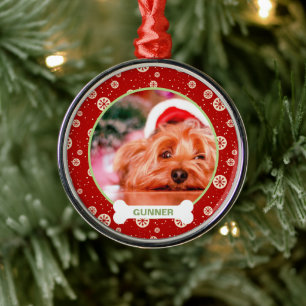 Ornement En Métal Cadeau de photo de chien personnalisé pour Noël