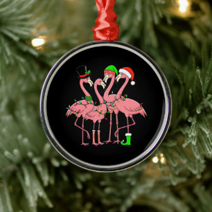 Ornement En Métal Cadeau drôle de Noël de flamant rose amateur de fl