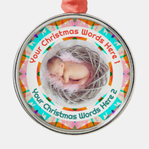 Ornement En Métal Cadeau photo pour le premier Noël de bébé en orang