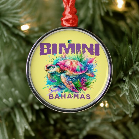 Ornement En Métal Cadeau souvenir Bahamas : Bimini Bahamas Sea Turtl (Arbre)