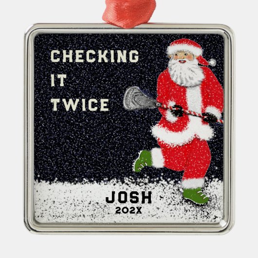 Ornement En Métal Cadeaux de vacances Lacrosse (Devant)