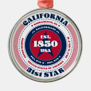 Ornement En Métal California 31st State Christmas Ornament