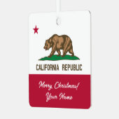 Ornement En Métal California Republic state flag custom Christmas (Avant gauche)