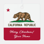 Ornement En Métal California Republic state flag custom Christmas (Recto)