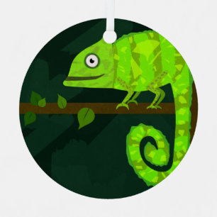 Ornement En Métal Caméléon vert mignon