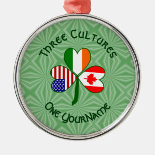 Ornement En Métal Canadian Irish American Flags Shamrock Votre nom