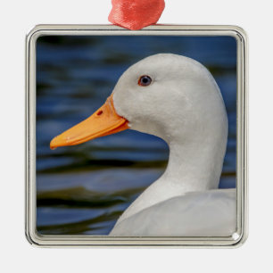 Ornement En Métal Canard colvert blanc