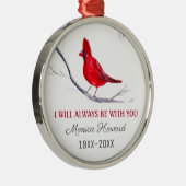 Ornement En Métal Cardinal Rouge Hommage de Noël Oiseau du Souvenir (Droite)