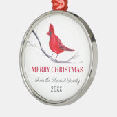 Ornement En Métal Cardinal Rouge Joyeux Noël Oiseau hiver (Gauche)