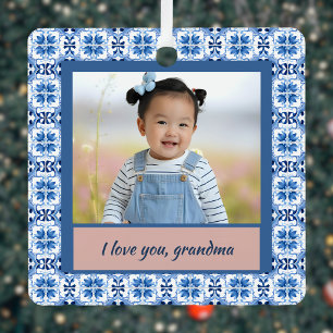 Ornement En Métal Carrelage bleu Chinoiserie Photo Grand Noël