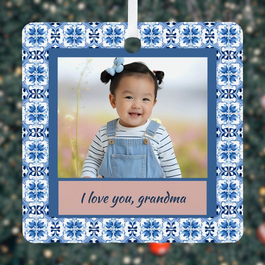 Ornement En Métal Carrelage bleu Chinoiserie Photo Grand Noël