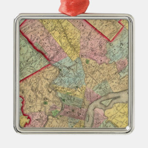 Ornement En Métal Carte autour de la ville de Philadelphie