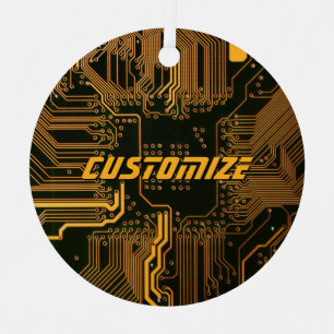 Ornement En Métal Carte circuit orange PCB personnalisée geek Out