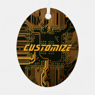 Ornement En Métal Carte circuit orange PCB personnalisée geek Out