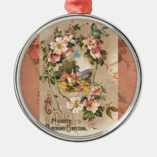 Ornement En Métal Carte d'anniversaire vintage