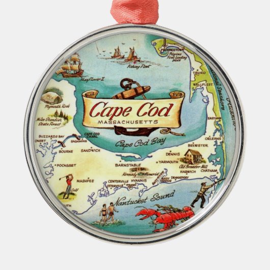 Ornement En Métal Carte de Cape Cod MA (Devant)