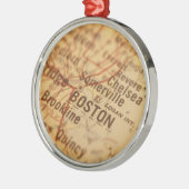 Ornement En Métal Carte de cru de BOSTON (Gauche)
