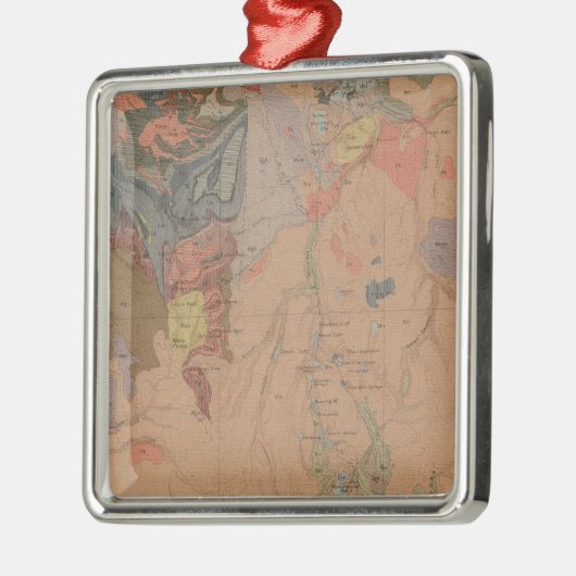 Ornement En Métal Carte de géologie, pièce nationale de Yellowstone, (Gauche)
