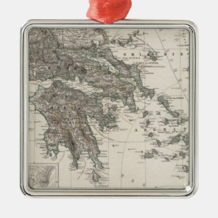 Ornement En Métal Carte de la Grèce par Stieler
