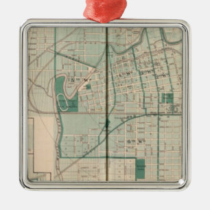 Ornement En Métal Carte de la ville de Fort Wayne avec Cedarville