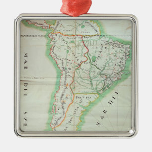Ornement En Métal Carte de l'Amérique du Sud, 1777