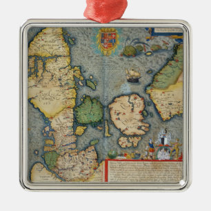 Ornement En Métal Carte de l'Europe du Nord, de 'Civitates Orbis