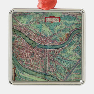 Ornement En Métal Carte de Lyon, de "Civitates Orbis Terrarum" par