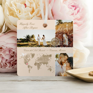 Ornement En Métal Carte de mariage de destination Pin Photo Collage